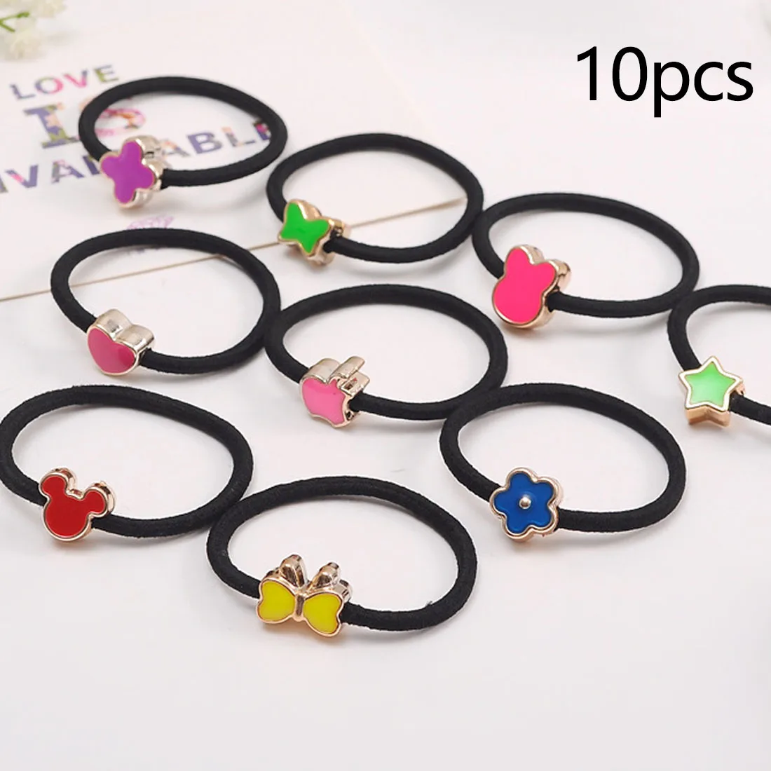 

10PCS Black Elastic Hair Bands for Women Mix Color Hair Accessories Girl Hair Rope Scrunchie Gum Rubber Band Ponytail Holder