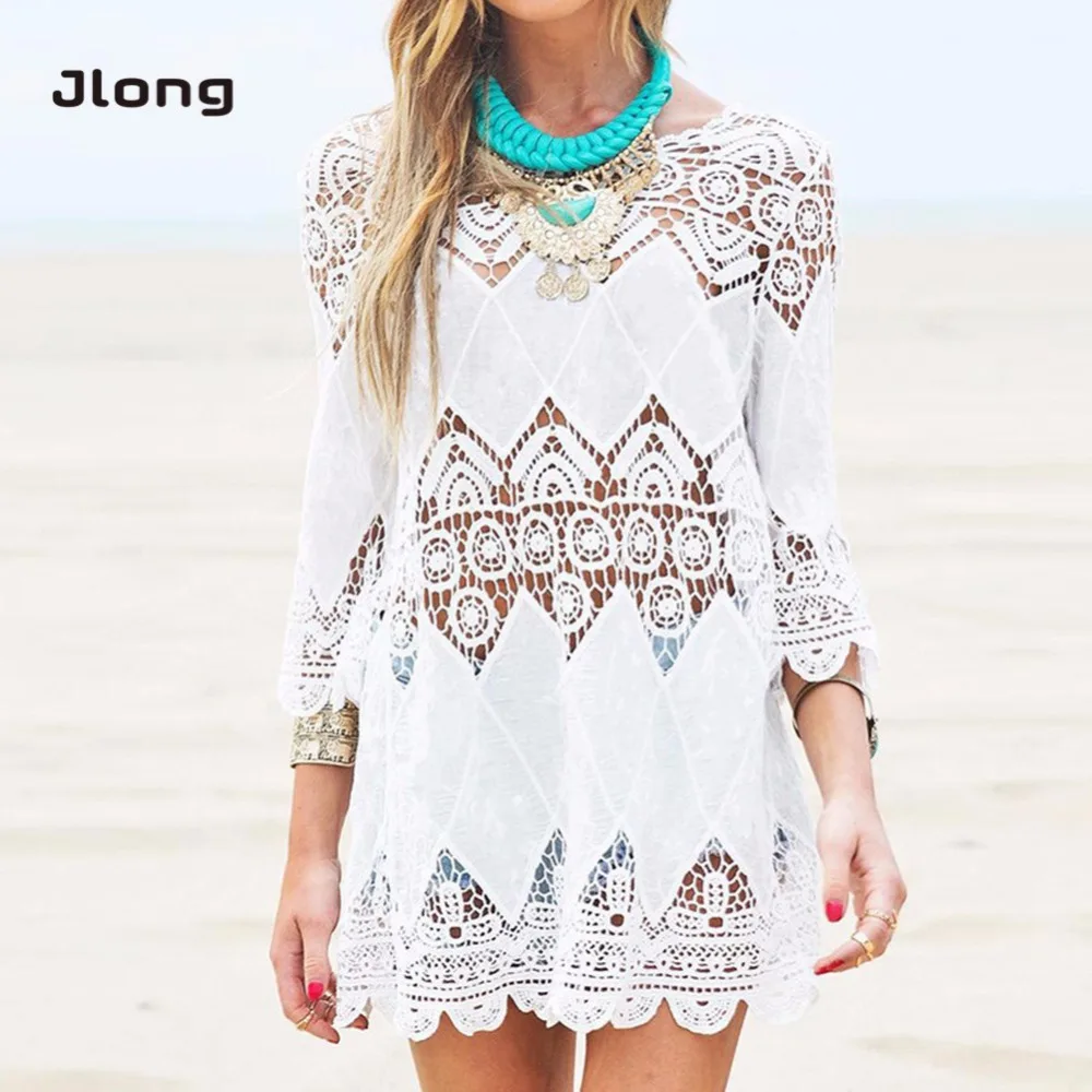 

Sexy Lace Beach Hollow Tops Shirts Women Summer T Shirt Solid Half Sleeve Shirt Femme Casual Women Clothes