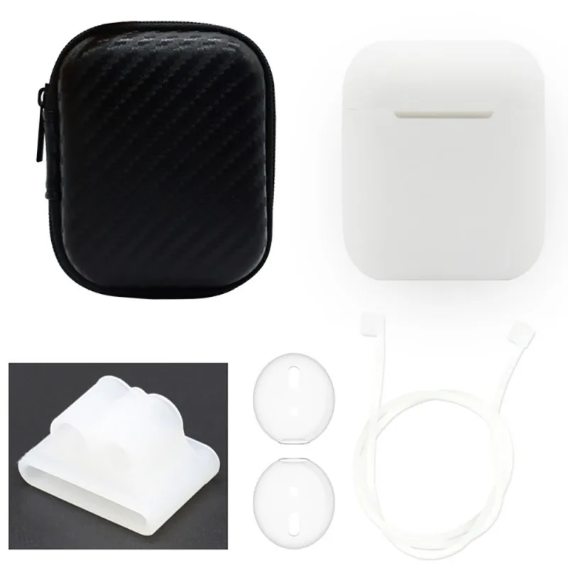 5 in 1 Watch Band Holder / Anti-lost Strap Protective / Silicone Case Cover / Eartips For Apple AirPods Earphones Charging Box