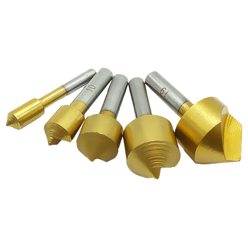 5pc Metric Woodworking Countersink Drill Bit 90 Degree Single Flute