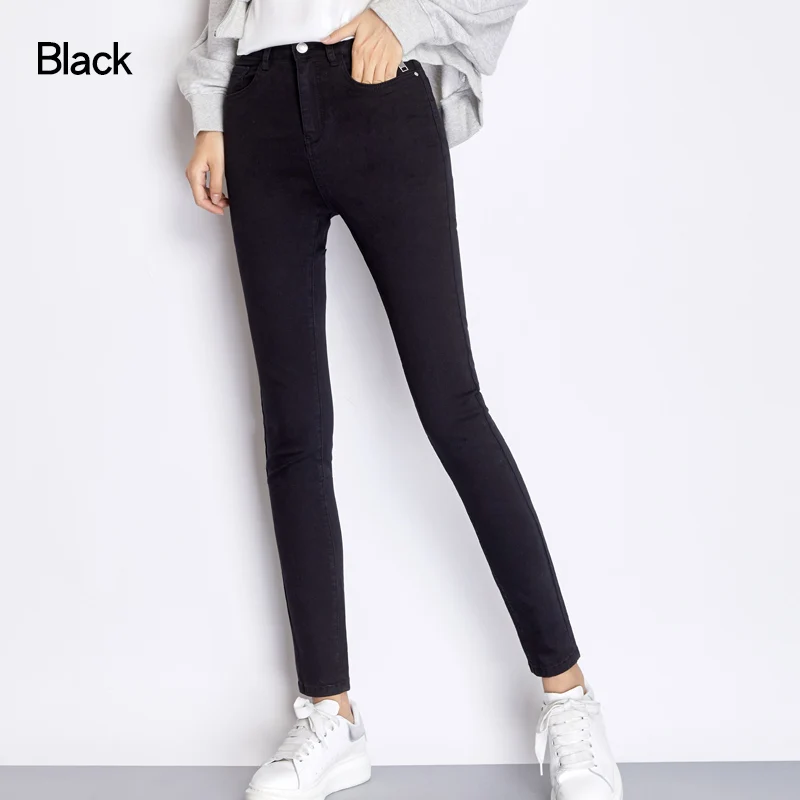 LEIJIJEANS, флисовые плотные черные зимние джинсы размера плюс, Вельветовые женские джинсы, L-6XL, обтягивающие, с добавлением шерсти, плотные Женские джинсы-карандаш - Цвет: Black 7148R