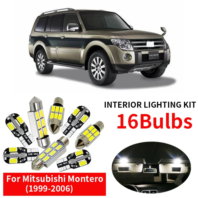 16 шт. светодиодные лампы для салона автомобиля Mitsubishi Montero V60 Pajero 1999 2006|Сигнальная