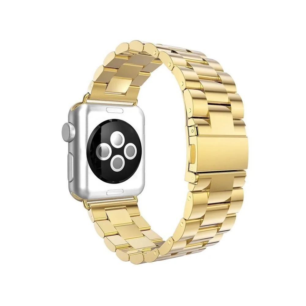 Сменный металлический ремешок из нержавеющей стали 44 мм с бабочкой для Apple Watch Series 5 4 3 2 1 Sport and Edition 38 мм 42 мм - Цвет ремешка: 3 beads Gold
