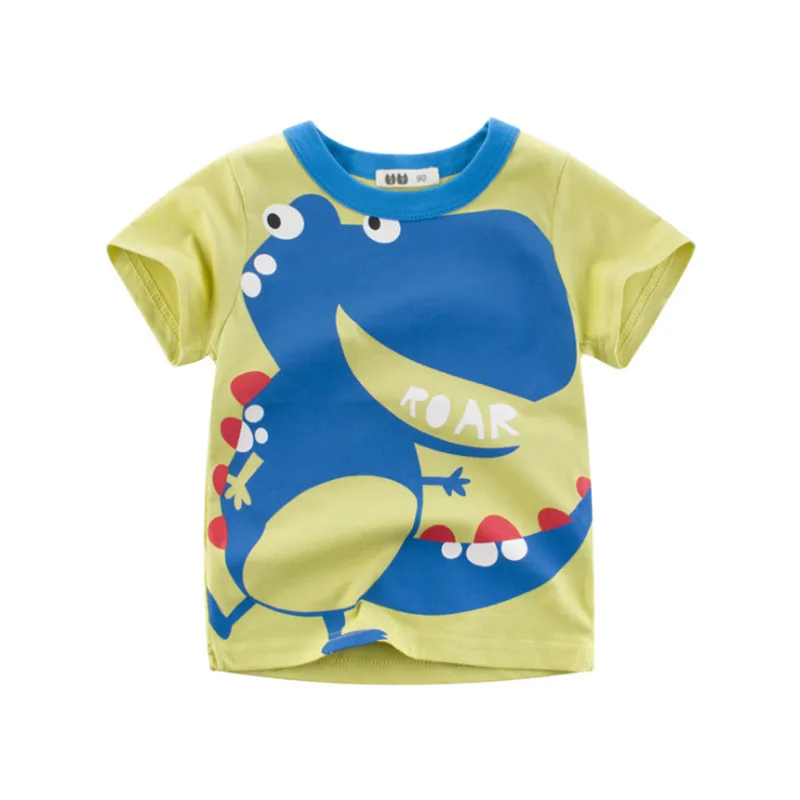 Модная летняя футболка для мальчиков футболки с принтом короны и акулы для маленьких девочек повседневные милые топы с короткими рукавами и динозавром для малышей - Цвет: 9325