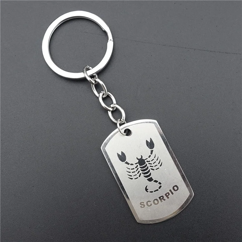 Zodiac 12 Horoscope Keyring Stainless Steel Constellations Keychains Zodiac Jewerly For Men Women - Цвет: scorpio