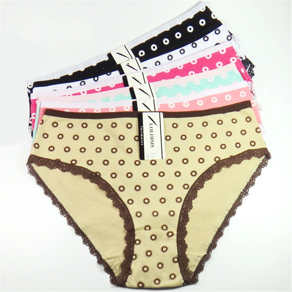 

Woman Underwear Cotton Mid-Rise Briefs Ladies Mothers Panties Knickers Intimate Lingerie Plus Size for Women(6 pcs/lot)