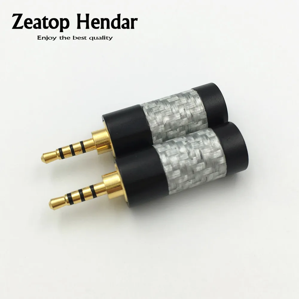 2Pcs High Quality Carbon Fiber Shell 2.5mm 4Pole Audio Male Plug Solder DIY Connector for 6MM Headphone Speaker Cable Adapter |