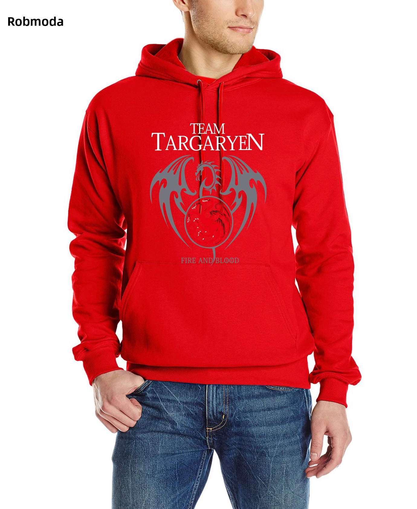 

2019 Autumn men's new style Fashion game of Thrones Dragon mother Solid color print men Hoodies long sleeve fleece sweatshirt