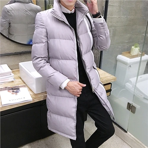 In the long winter coat young men Korean slim type collar cotton Metrosexual thick warm winter coat