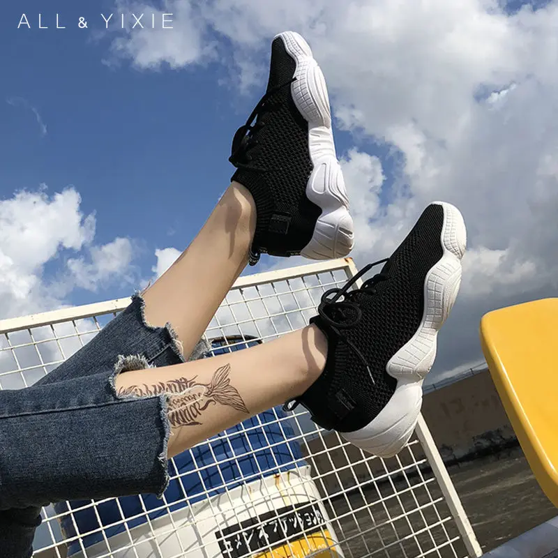 Женская сетчатая дышащая обувь на платформе ALL YIXIE повседневная носки Zapatos De Mujer