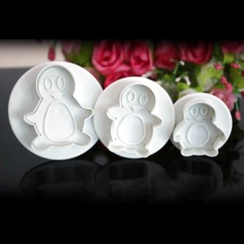 

3set/lot Penguin Cutter Mold Sugarcraft Fondant Cake Decorating Diy Tool Plastic mould wholesale