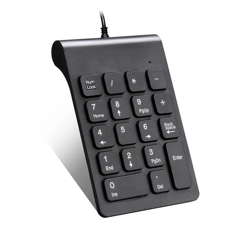 Универсальная 2,4G беспроводная цифровая клавиатура USB с номером Pad 18 клавиш мини цифровая клавиатура для ноутбука ПК ноутбука - Цвет: Black Wired
