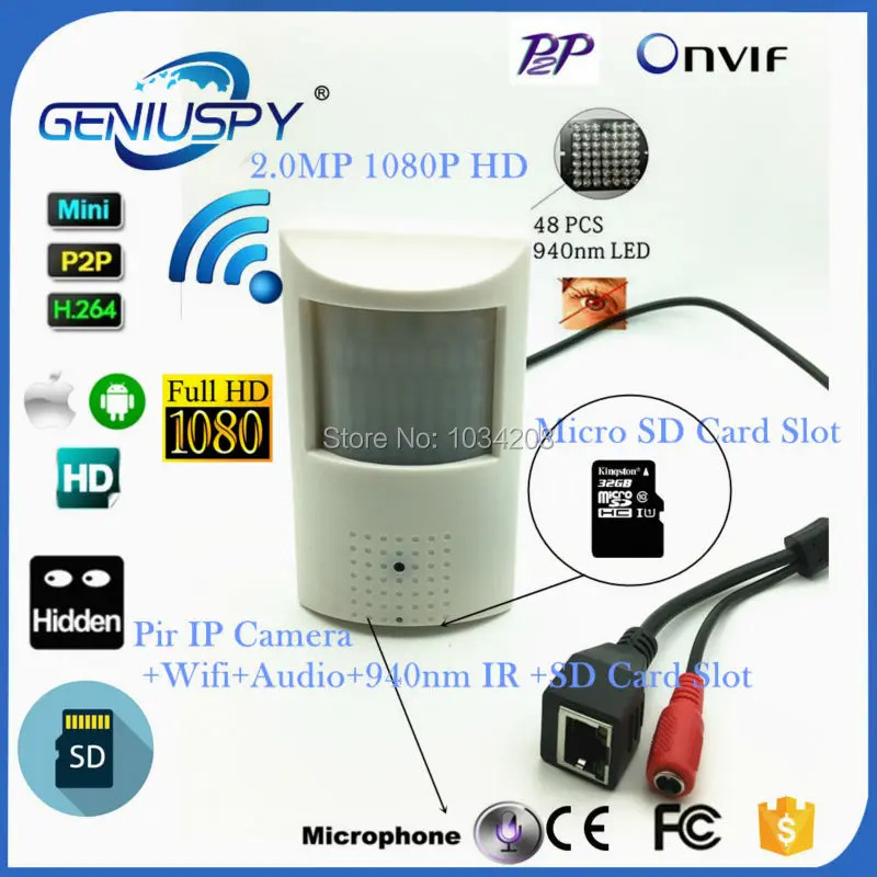 HD P2P Mini IP Wifi Wireless Pinhole PIR Camera 1080P 2MP 940NM Invisible Night Vision Onvif