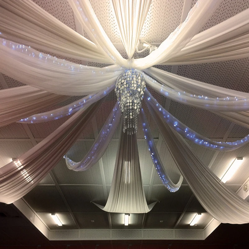 1pcs White Chiffon Ceiling Drapes Table Swag For Weddings Events