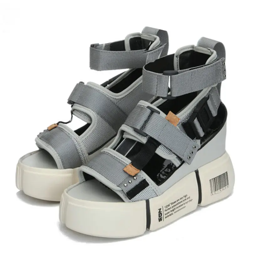 Women Leather Breathable Sneakers Sport Sandal Wedge Ankle Boots High Heel Shoes