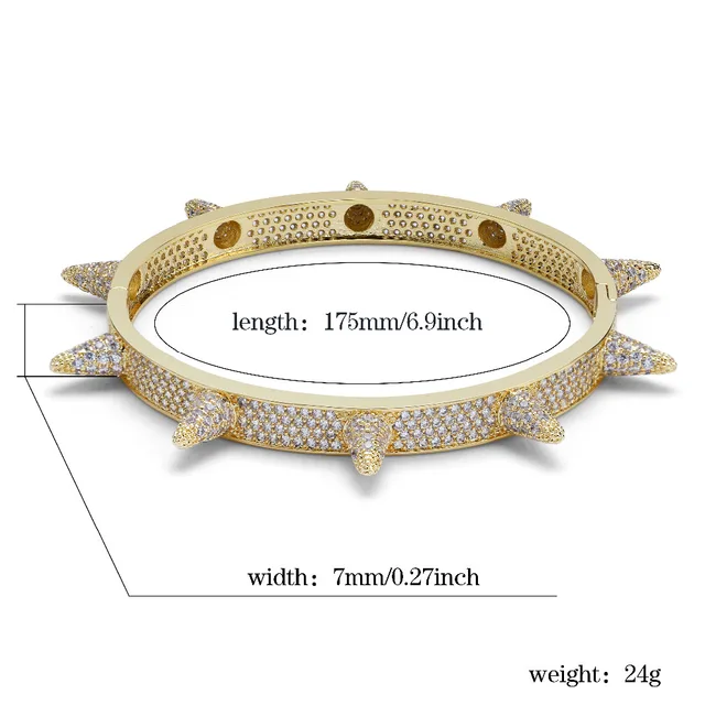 Luxury Iced Out Bling Cubic Zircon Spike Bracelets for Men and Women - Image 4