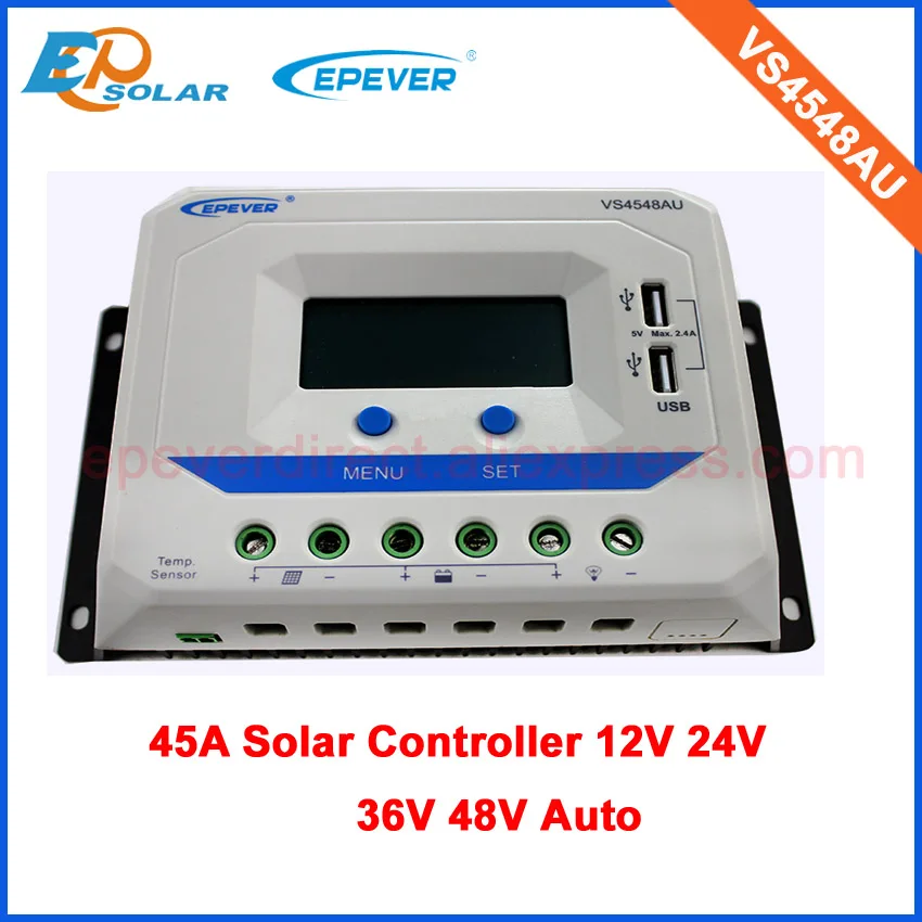 

45A EPEVER Solar Controller VS4548AU built in USB port and lcd screen,low price to Asia country,12V/24V/36V/48V auto switch