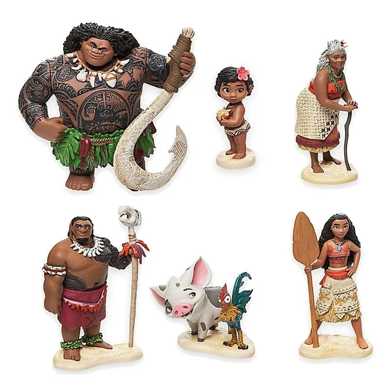 Movie Princess Moana Maui Pet Dog Cock Action Figure Model Toys Dolls Brinquedos Gift for Kids Children 6pcslot 6-12cm (1)