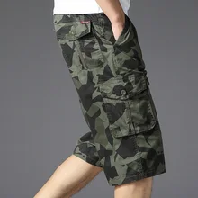 Летние камуфляжные карго мужские летние мешковатые хлопковые военные дикие армия пустыни прямые короткие брюки мужские брюки больших размеров