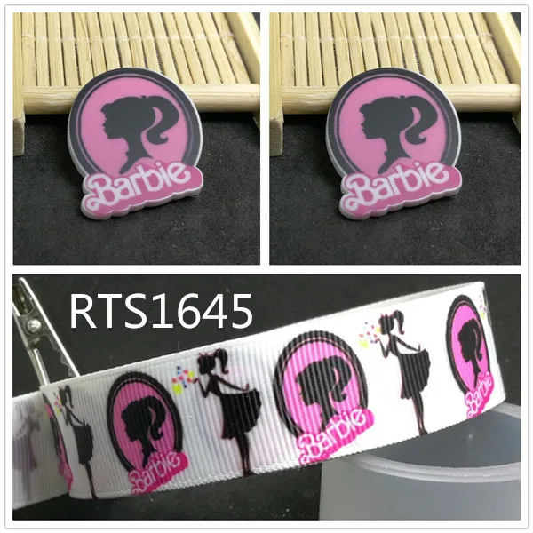 

7/8inch 100yard ribbon and 100pcs resin 1 set printed cartoon printed ribbon and resin RTS1645