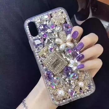 

XINGDUO 3D Luxury Crystal diamonds Pearl flowers for iphone 6 6S 7 8 Plus bling Perfume bottle Hard case for iPhone X XS MAX XR
