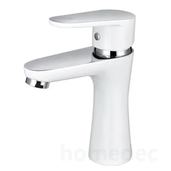 

Basin Faucet Water Tap Bathroom Brass White Plated Sink Faucets Bathroom Bath Mixer Torneira Banheiro