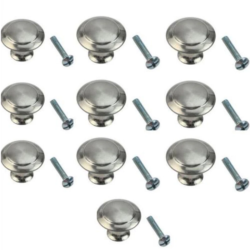 10pcs Round Stainless Steel Knobs Easy Use Drawer Knobs Kitchen
