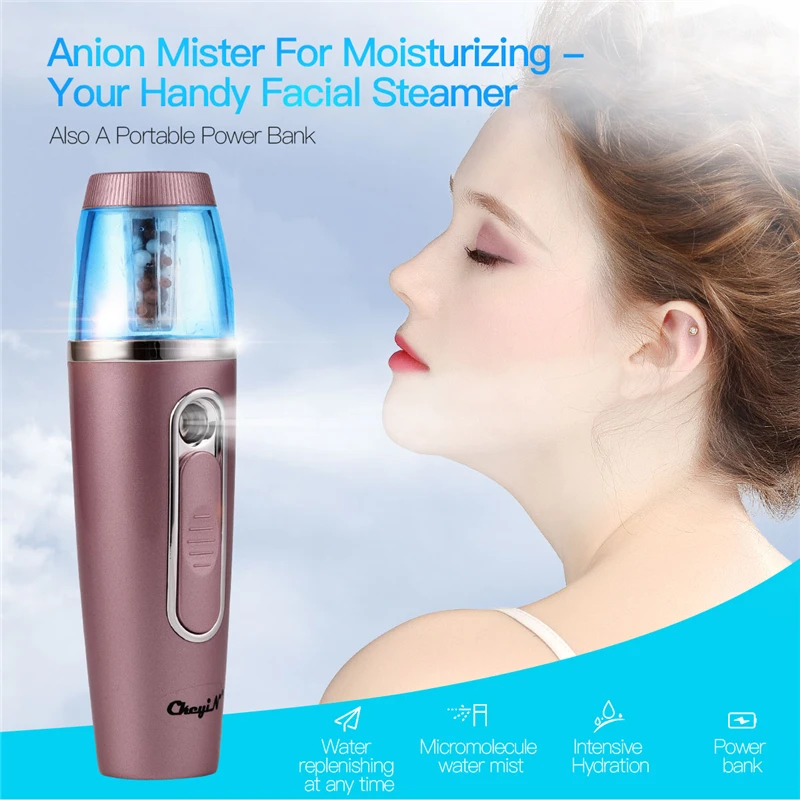 

Portable Mist Sprayer Anion Handy Facial Steamers Atomization Rechargeable Face Scrubber Humidifier USB Chargeable Skin Care 34