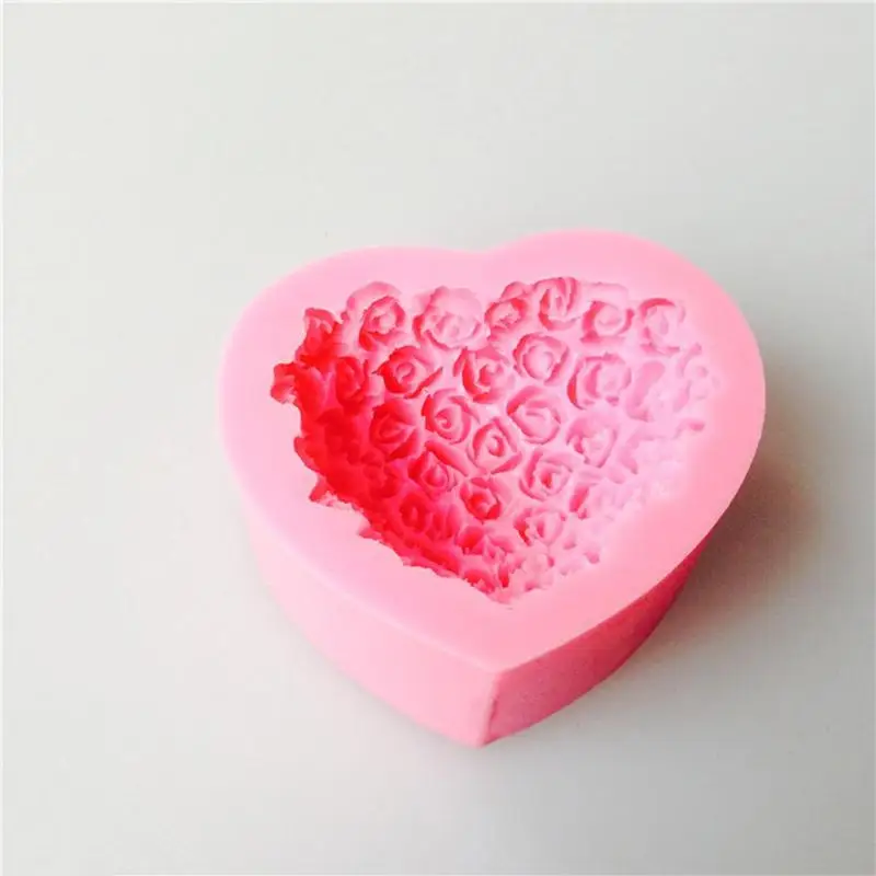 1 шт. 3D розы Букет любящее сердце форма подарок ко Дню Святого Валентина помадка торт плесень Силиконовая сахарная шоколадная форма