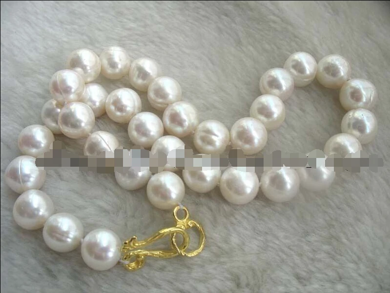 

Free shipping >>>>>freshwater pearl white 11-12mm round necklace 17" nature nature wholesale beads