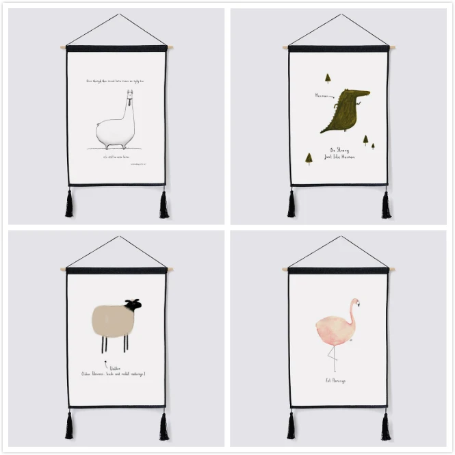 

Animal Flamingo Wall Art Wedding Ammeter Box Cloth Macrame Wall Hanging Tapestry Background Painting Tapestry Hippie Home Decor