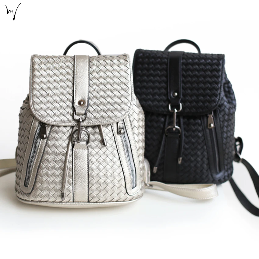 Weave Buckle font b Backpacks b font College Cover Ladies Bag Soft Handle Handmade Package Travel