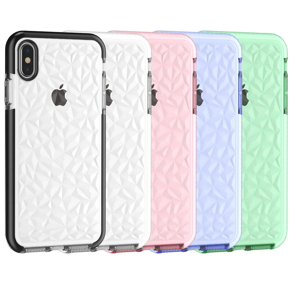 100 шт DHL для iPhone 6 7 8 Plus XR XS MAX чехол для телефона роскошный чехол с алмазной текстурой прозрачный мягкий чехол из ТПУ
