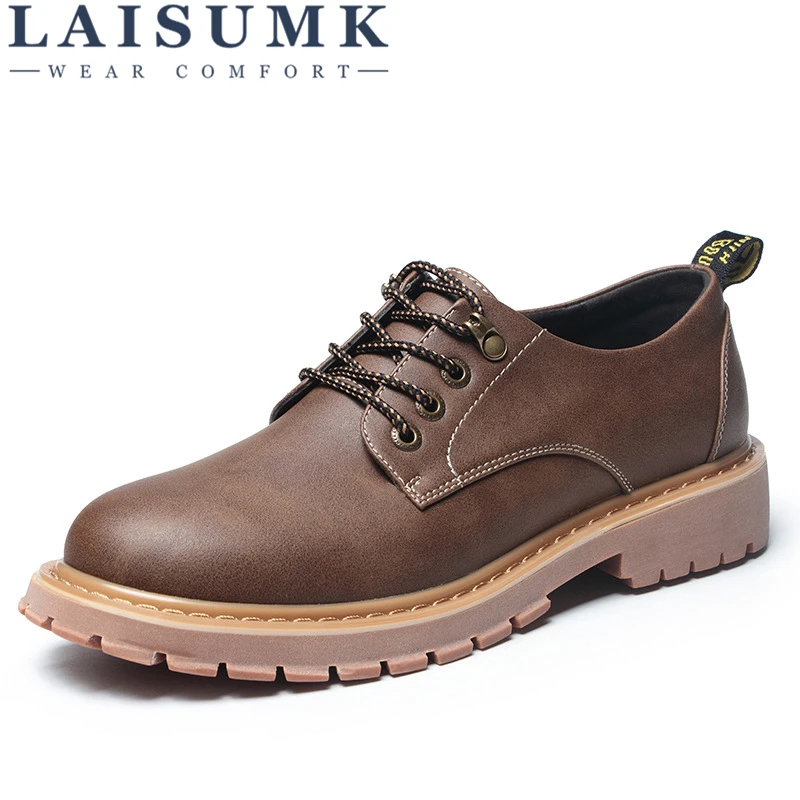 

LAISUMK New Fashion Italian Men Shoes Luxury Classic Men Leather Shoes Men Oxfords Designer Waterproof Martin Outdoor Footwear