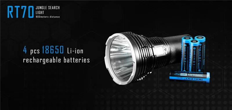 Imalent RT70 5500lm Magnetic LED Rechargeable Flashlight 903m 18650 Jungle Search Light IP68 Portable Flashlight (11)