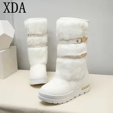 XDA/Акция; большие размеры 35-43; женские зимние ботинки; модная теплая обувь на меху со скрытой танкеткой; женские зимние ботинки до середины голени на платформе
