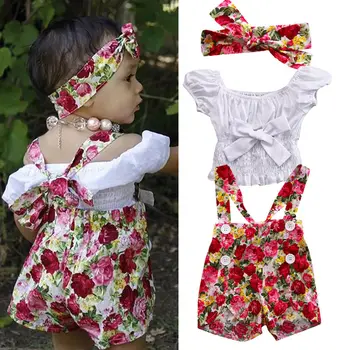 

Cheap Clothes China Newborn Baby Girl Clothing Set 3 PCS Set Headband + T-shirt Top + Leggings Bebe Casual Floral Infant Clothes