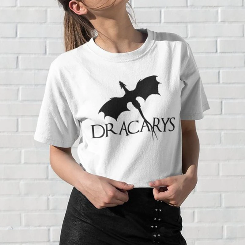 

Dracarys T-shirt Women Causal Khaleesi Dragonfire Command T Shirt Woman Funny Girls Graphic Tee Cotton Shirt
