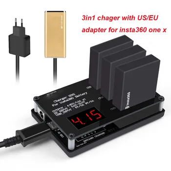 

JINSERTA 3in1 Micro USB Battery Charger for Insta360 ONE X Panoramic Camera with Voltage Display 60mins Fast Charging US/EU