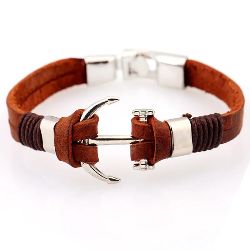 

Vintage hand-woven anchor leather bracelet new jewelry couple leather bracelet mens bracelets 2018
