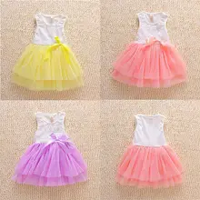 Kids Party Princess Flower Girls clothess Sleeveless Tulle Dress Sequins Bow Tutu Dresses