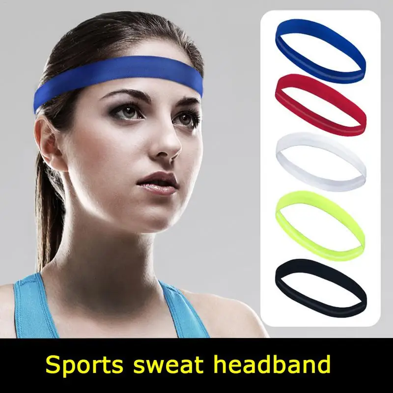 

2018 New Sport Headband Men Women Head Sweat Band Run Football Tennis Headscarf Silicone Anti-slip Elastic Sweatband HairBand