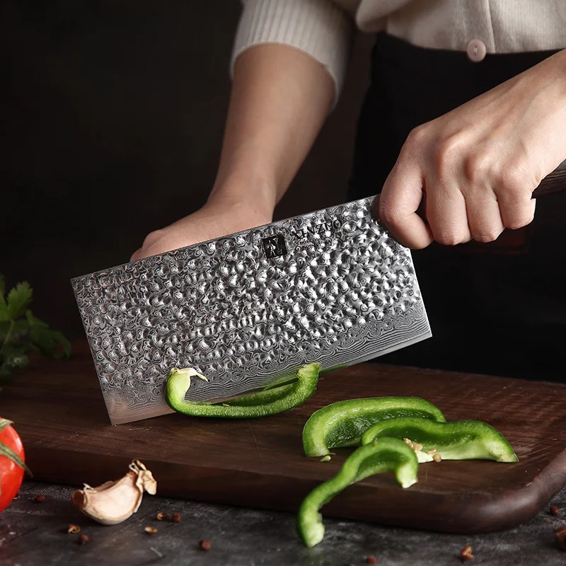 XINZUO 7 дюймов Набор ножей для повара японский дамасский стальной набор кухонных ножей Кливер для очистки овощей сантоку нарезки утилита инструмент для приготовления пищи