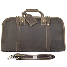 2" Дорожная сумка для путешествий Crazy Horse, кожаная, винтажная, мужская, вместительная, кожаная, для выходных, брендовая, дизайнерская, ручная сумка-тоут, сумки на плечо