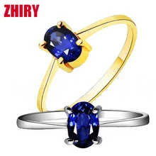 Natural blue Sapphire stone Ring real 18k White or rose gold women gem Rings Fine Jewelry luxury noble wife