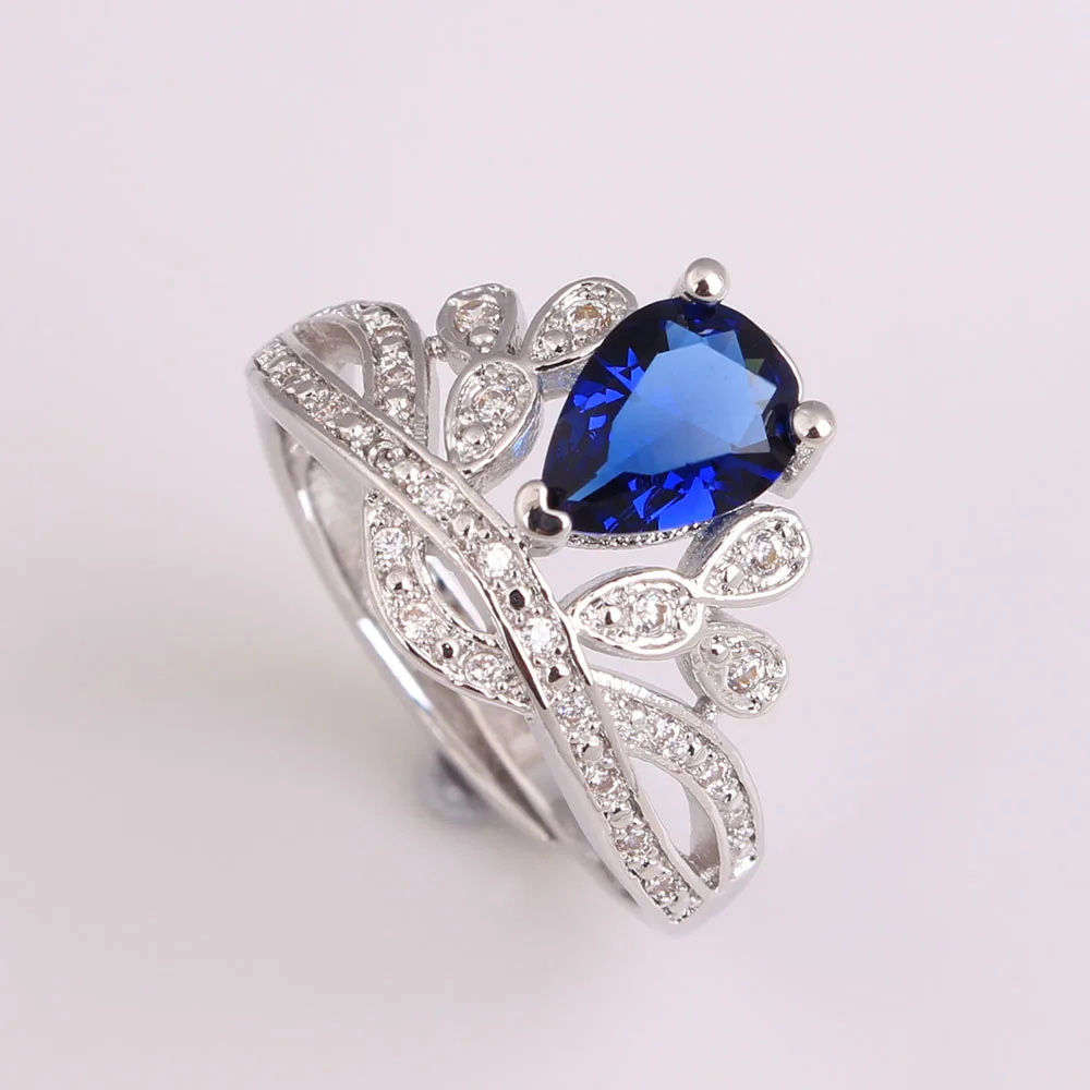 Royal Blue Green White Zircon Paved Crown Women Wedding Ring Lady Royal Blue Green White Zircon Paved Crown Women Wedding Ring Lady Jewelry Silver Color Gift Pary Design In Stock Rings From Accessories On
