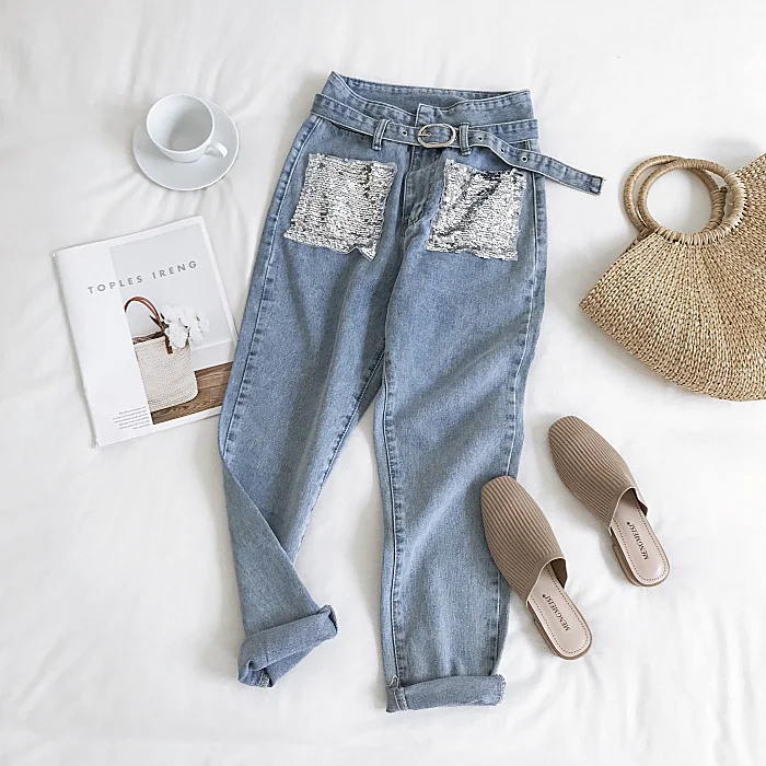 

High Waist Jeans Women Ankle Length Pants Straight Casual Regular Softener Zippers Button Fly Pockets Washed Vintage Cotton