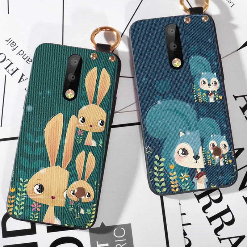 

Wrist strap Rabbit Cases For Nokia 5 6 7 X5 X6 X7 2018 8 9 PureView Holder Cover For NOKIA 5.1 6.1 8.1 Plus Frosted Cases Coque