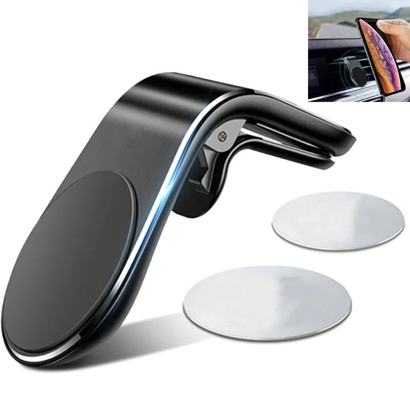 

LVTLV Magnetic Car Phone Holder L Shape Air Vent Mount Stand in Car GPS Mobile Phone Holder For iPhone X Samsung S9 Xiaomi