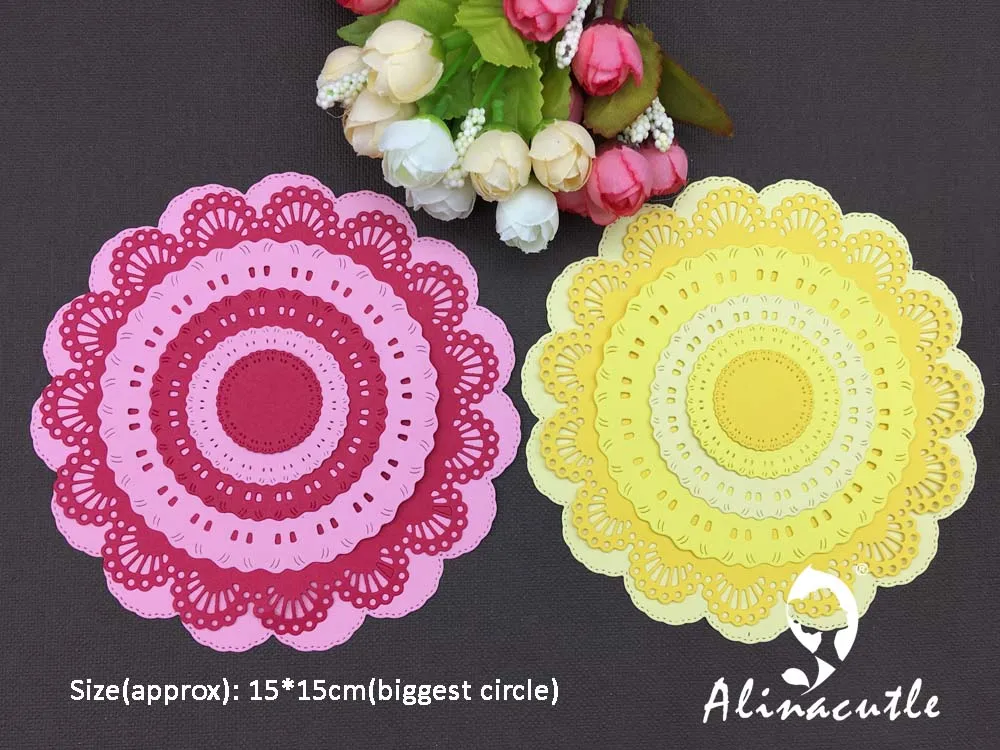 Высечки для резки металла 6 шт стежка doily круг цветок кружева круглый скрапбук